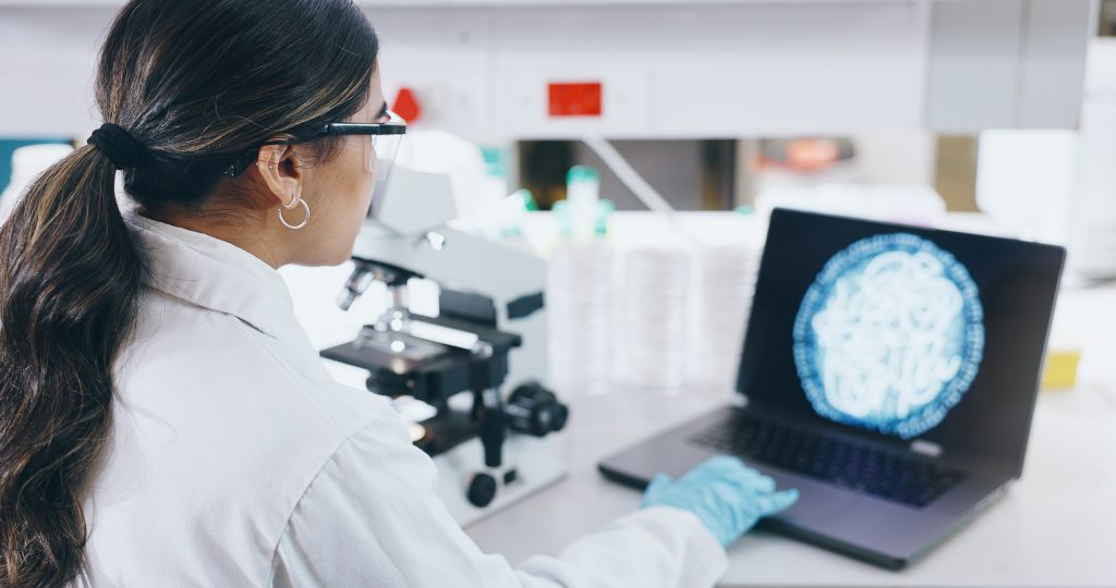A scientist studies antimicrobial resistance in a laboratory. Research and innovation are critical to tackling the AMR crisis, as discussed in The International Risk Podcast episode with Dr. Ramanan Laxminarayan.