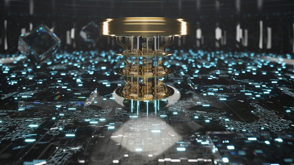 Close-up of a quantum computing chip symbolising breakthroughs in computation that could render classical encryption obsolete. Used in connection with Professor Michele Mosca’s discussion on preparing global infrastructure for the quantum threat.