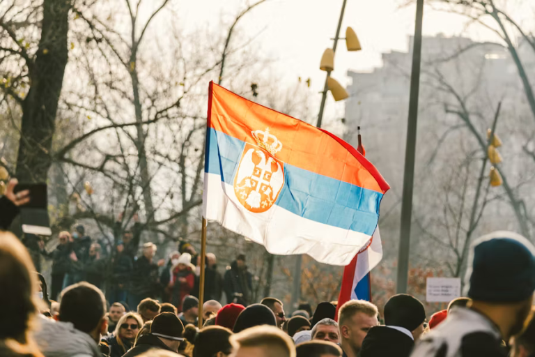 Serbia, Flag, Protest