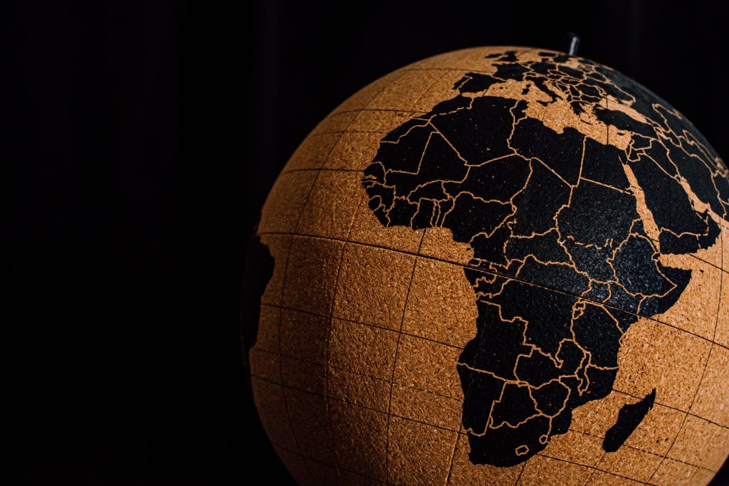 Globe focused on Africa representing regional instability in Sudan and the wider Horn of Africa